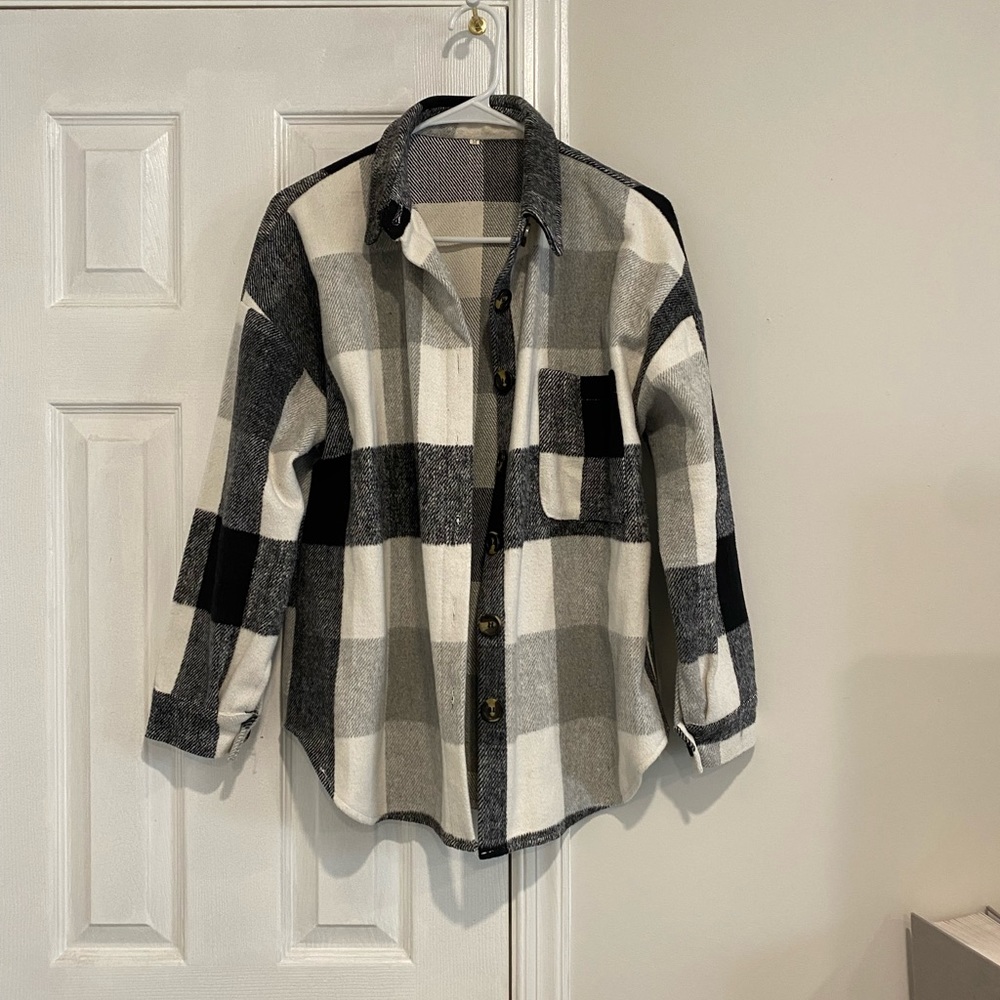 Black and white plaid shacket
